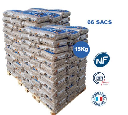 Granulés de Bois Français Premium – Palette 990kg (66 sacs)