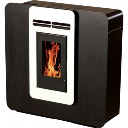 Poêle à Granulés Étanche Extra Plat Veloce 6 kW – Blanc – Sortie Dessus/Arrière