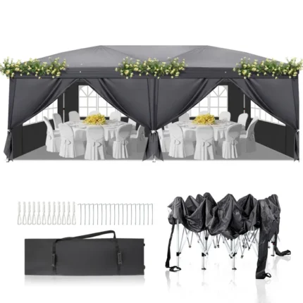 Tonnelle Pliante 3x6m Alightup – Chapiteau Pop Up Imperméable & Anti-UV (Gris)